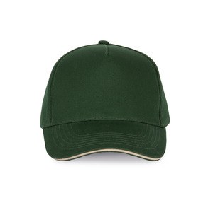 K-up KP124 - SANDWICH PEAK CAP - 5 PANELS Forest Green / Beige