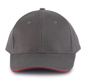 K-up KP011 - ORLANDO - MEN'S 6 PANEL CAP Slate Grey / Red