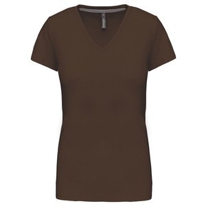 Kariban K381 - LADIES' SHORT SLEEVE V-NECK T-SHIRT Chocolate