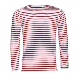 SOL'S 01402 - MARINE MEN Long Sleeve Striped T Shirt White/Red