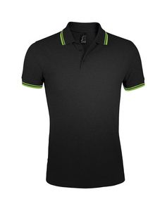 SOL'S 00577 - PASADENA MEN Polo Shirt Noir / Lime