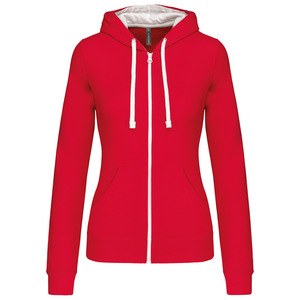 Kariban K467 - Ladies’ contrast hooded full zip sweatshirt