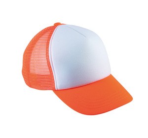 K-up KP143 - KIDS TRUCKER MESH CAP - 5 PANELS White / Fluorescent Orange