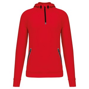 Proact PA360 - 1/4 zip hooded sports sweatshirt Red