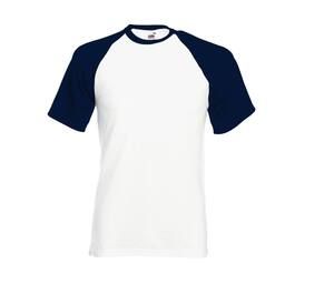 Fruit of the Loom SC237 - Short Sleeve Baseball T (61-026-0) White/Deep navy