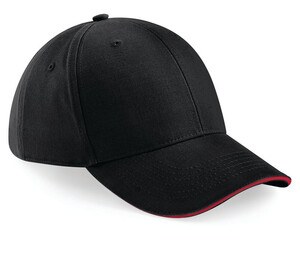 Beechfield BF020 - Athleisure 6 Panel Cap Black/Classic Red