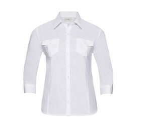 Russell Collection JZ18F - Roll 3/4 Sleeve Shirt White