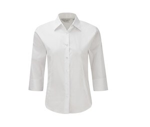 Russell Collection JZ46F - 3/4 Sleeve Fitted Shirt White