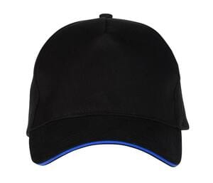 Black&Match BM910 - 100% cotton 5-panel cap Black/Royal