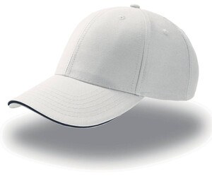 Atlantis AT094 - 6-panel cap with sandwich visor White/Navy