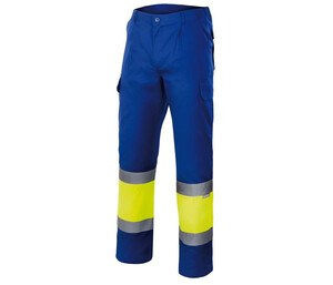 VELILLA VL157 - HIGH-VISIBILITY TWO-TONE PANTS Royal / Fluo Yellow