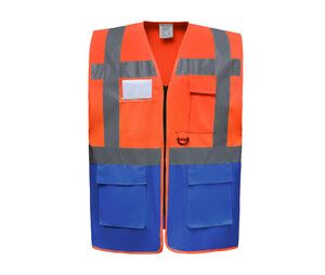 Yoko YK801 - High security multi-function vest Hi Vis Orange / Royal Blue