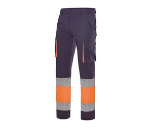 VELILLA V13002 - MULTI-POCKET STRETCH PANTS Navy/Fluo Orange