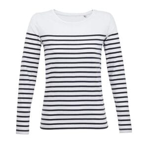 SOL'S 03100 - Matelot Lsl Women Long Sleeve Striped T Shirt White / Navy