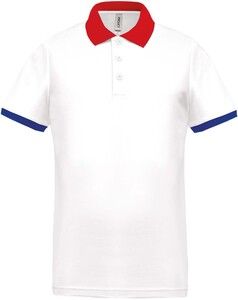 Proact PA489 - Men's performance piqué polo shirt White / Red / Sporty Royal Blue