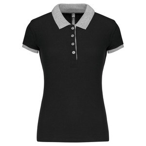 Kariban K259 - Ladies’ two-tone piqué polo shirt Black / Oxford grey