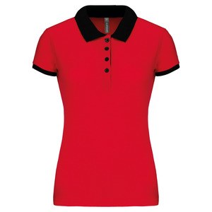 Kariban K259 - Ladies’ two-tone piqué polo shirt Red / Black