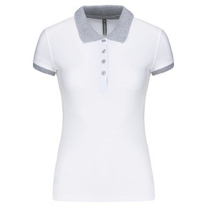 Kariban K259 - Ladies’ two-tone piqué polo shirt White / Oxford grey