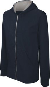 Kariban K486 - Children's zipped hooded sweatshirt Navy / Fine Grey