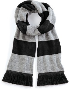 Beechfield B479 - Stadium striped men's scarf Black / Heather Grey