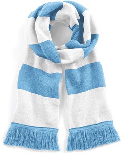 Beechfield B479 - Stadium striped men's scarf Sky Blue / White