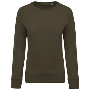 Kariban K481 - Women's organic round neck sweatshirt with raglan sleeves Mossy Green