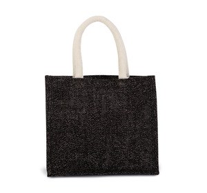 Kimood KI0273 - Jute canvas tote bag - medium model Black / Silver