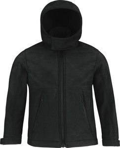 B&C CGJK969 - Children's hooded softshell jacket Black