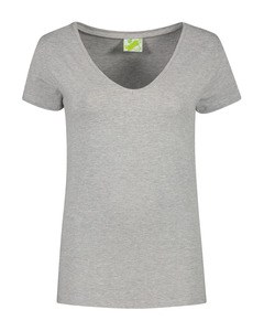 Lemon & Soda LEM1262 - T-shirt V-neck cot/elast SS for her Grey Heather