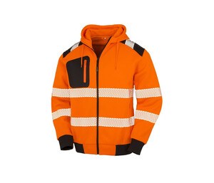 Result RS503X - HV polyester HV zipped hood Fluorescent Orange/ Black