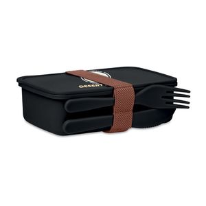 GiftRetail MO6254 - SUNDAY Lunch box with cutlery Black