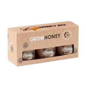GiftRetail MO6441 - BEEBEE SET Set of 3 wildflower honey Wood