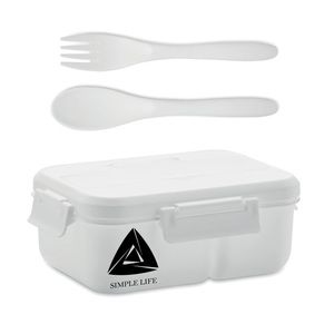 GiftRetail MO6646 - MAKAN Lunch box with cutlery in PP White
