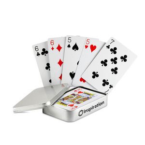 GiftRetail MO7529 - AMIGO Playing cards in tin box matt silver