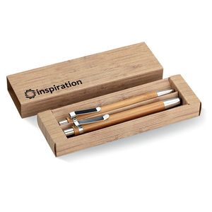 GiftRetail MO8111 - BAMBOOSET Bamboo pen and pencil set Wood
