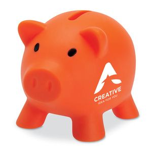GiftRetail MO8132 - Piggy bank in PVC with an ABS stopper on the bottom Orange