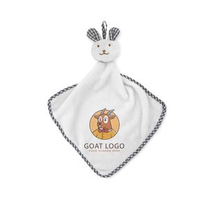 GiftRetail MO9777 - HUG ME Plush rabbit design baby towel White