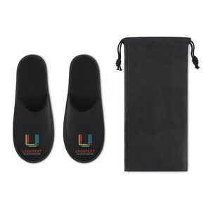 GiftRetail MO9782 - FLIP FLAP Pair of slippers in pouch Black