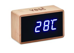 GiftRetail MO9921 - LED alarm clock with bamboo casing Wood