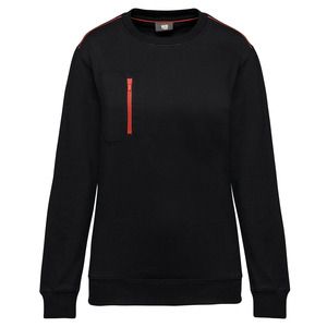 WK. Designed To Work WK403 - Unisex DayToDay contrasting zip pocket sweatshirt Black / Red