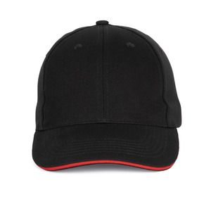K-up KP196 - 6-panel cap with sandwich peak Black / Red