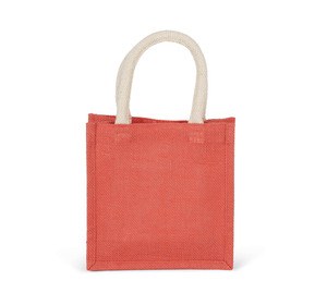 Kimood KI0272 - Jute canvas tote bag - small model True Coral