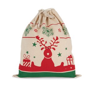 Kimood KI0735 - Drawstring bag with Christmas patterns Natural