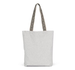 Kimood KINS117 - Recycled flat bottom shopping bag Pebble Grey / Ethnic Black