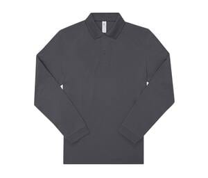 B&C BCU425 - Long-sleeved fine piqué poloshirt Dark Grey