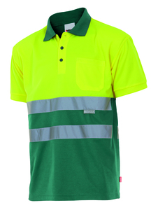 Velilla 173 - HV SS TWO-TONE POLO GREEN/HI-VIS YELLOW