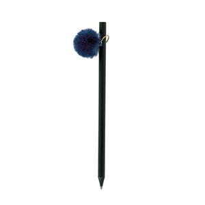 EgotierPro 37532 - Black Wooden Pencil with Colored Pompon GINGER Blue