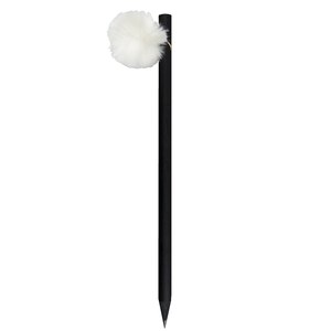 EgotierPro 37532 - Black Wooden Pencil with Colored Pompon GINGER White