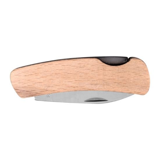 EgotierPro 38072 - Stainless Steel Compact Pocket Knife, Wooden Handle HUMAN
