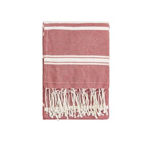 EgotierPro 39000 - Fouta Style Pareo Towel, 90x180cm, Cotton-Polyester ZANZIBAR Red